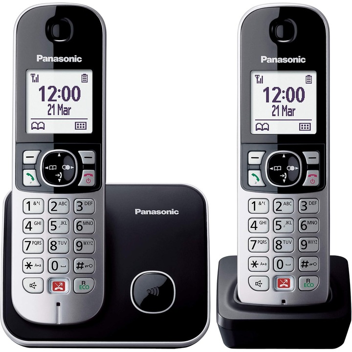 Telefon fix Panasonic KX-TG6852JTB fara fir Duo Negru