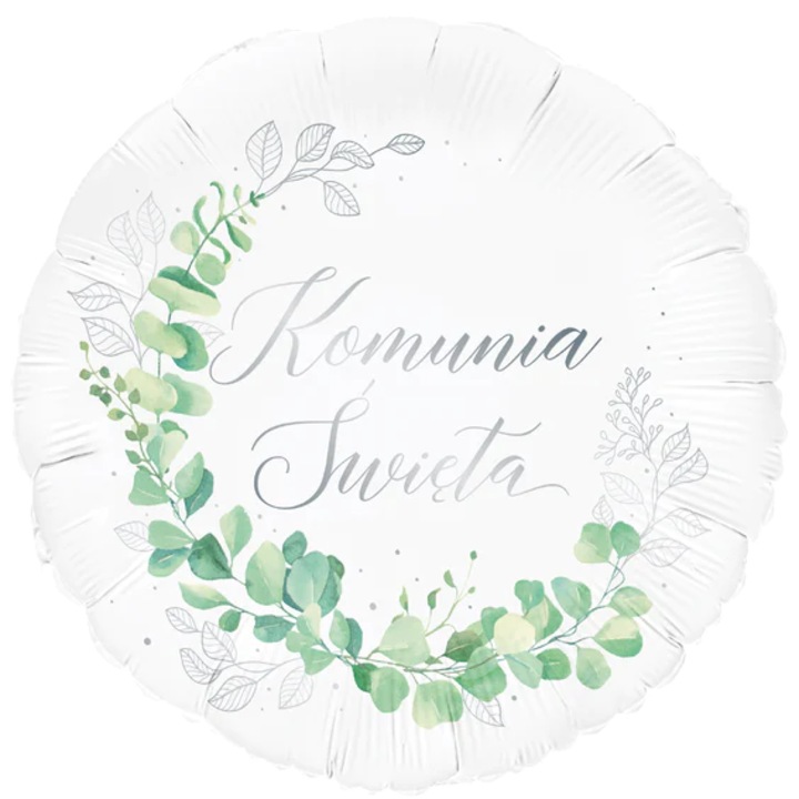 Fólia lufi PARTYPAL Elsőáldozás 45cm, eukaliptusz, ezüst