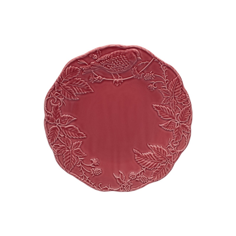 Platou, BP, motiv floral cu pasare, visiniu, 32cm