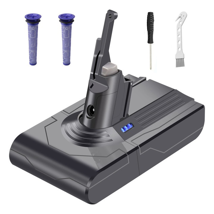 Baterie de schimb pentru Dyson V8 - 4800mAh 21.6V Li-ion, cu 2 filtre si 1 perie