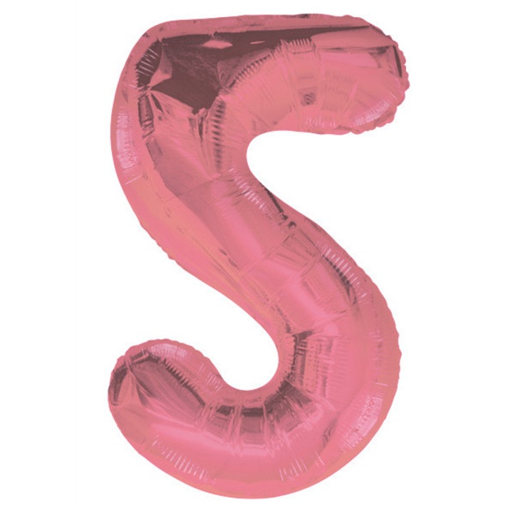 Фолиев балон цифра 5, PartyPro, розов, 100 см, 1 бр.