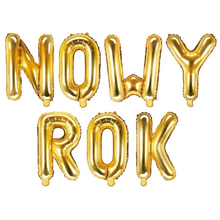 Set baloane foliowe, PartyPro, Nowy Rok, 35cm, auriu