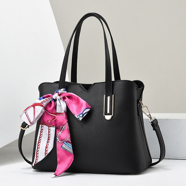 Geanta dama AVAMSI Ofelia, piele ecologica, negru, 24x13x19 cm