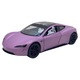 Lila Tesla Roadster fém makett, nyitható ajtókkal és csomagtartóval, 1/24-es méretarányban