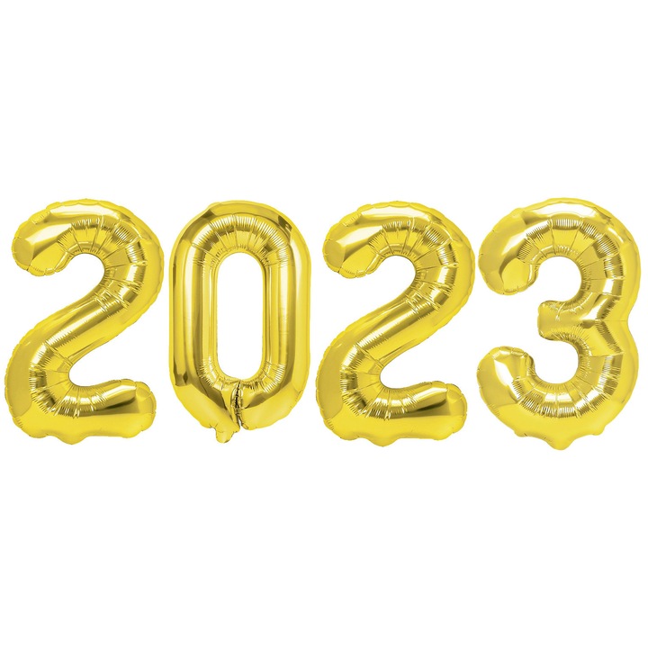 Set baloane foliowe 2023, PartyPro, aurii, 100 cm