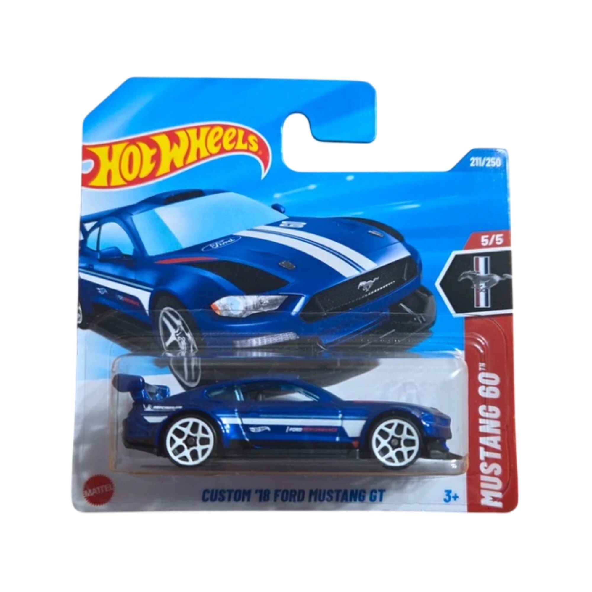 Masinuta Hot Wheels Ford Mustang GT Custom '18, albastru, scara 1