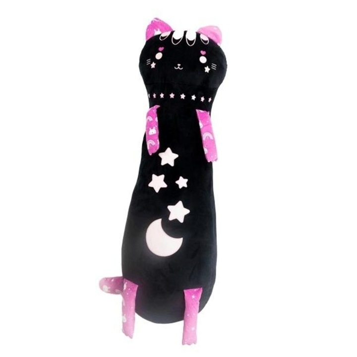 Jucarie de plus Nice Group 80cm, neagra, elemente care stralucesc in intuneric