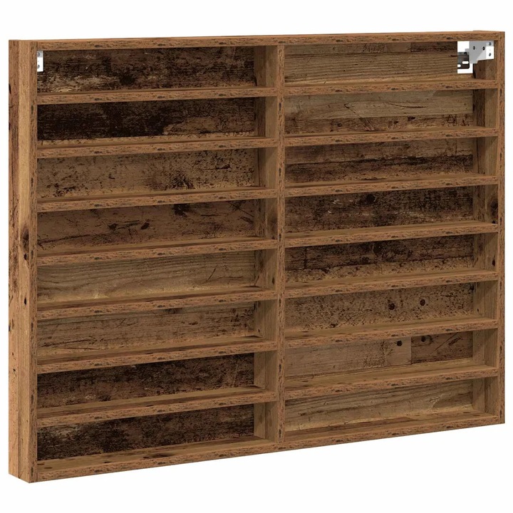Cabinet de afisare vidaXL, Lemn Vechi, 100 x 8.5 x 75 cm, Lemn compozit