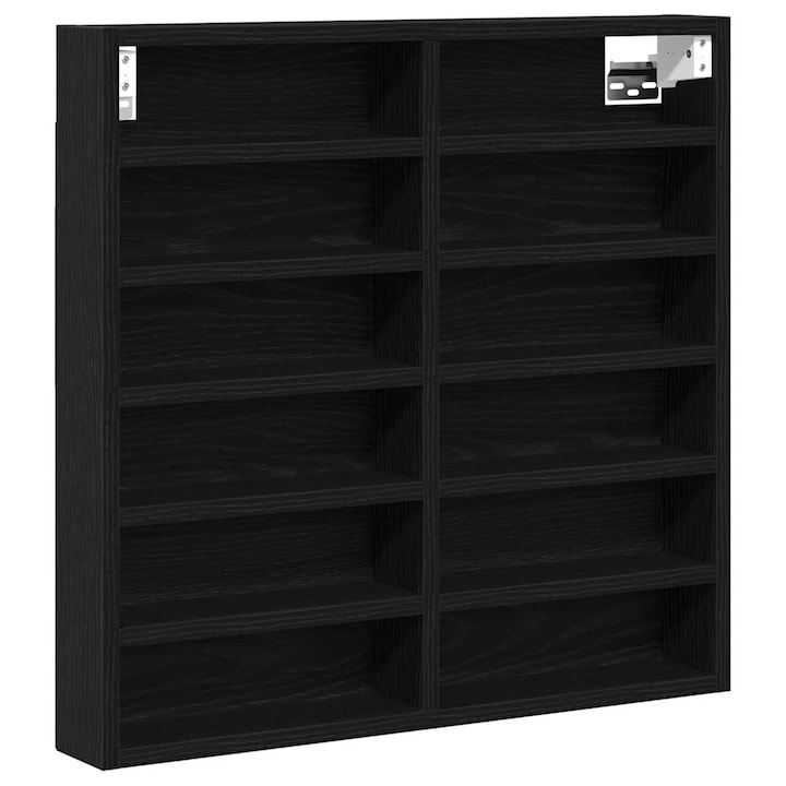 Cabinet de afisare vidaXL, Stejar negru, 60 x 8.5 x 58 cm, Lemn compozit