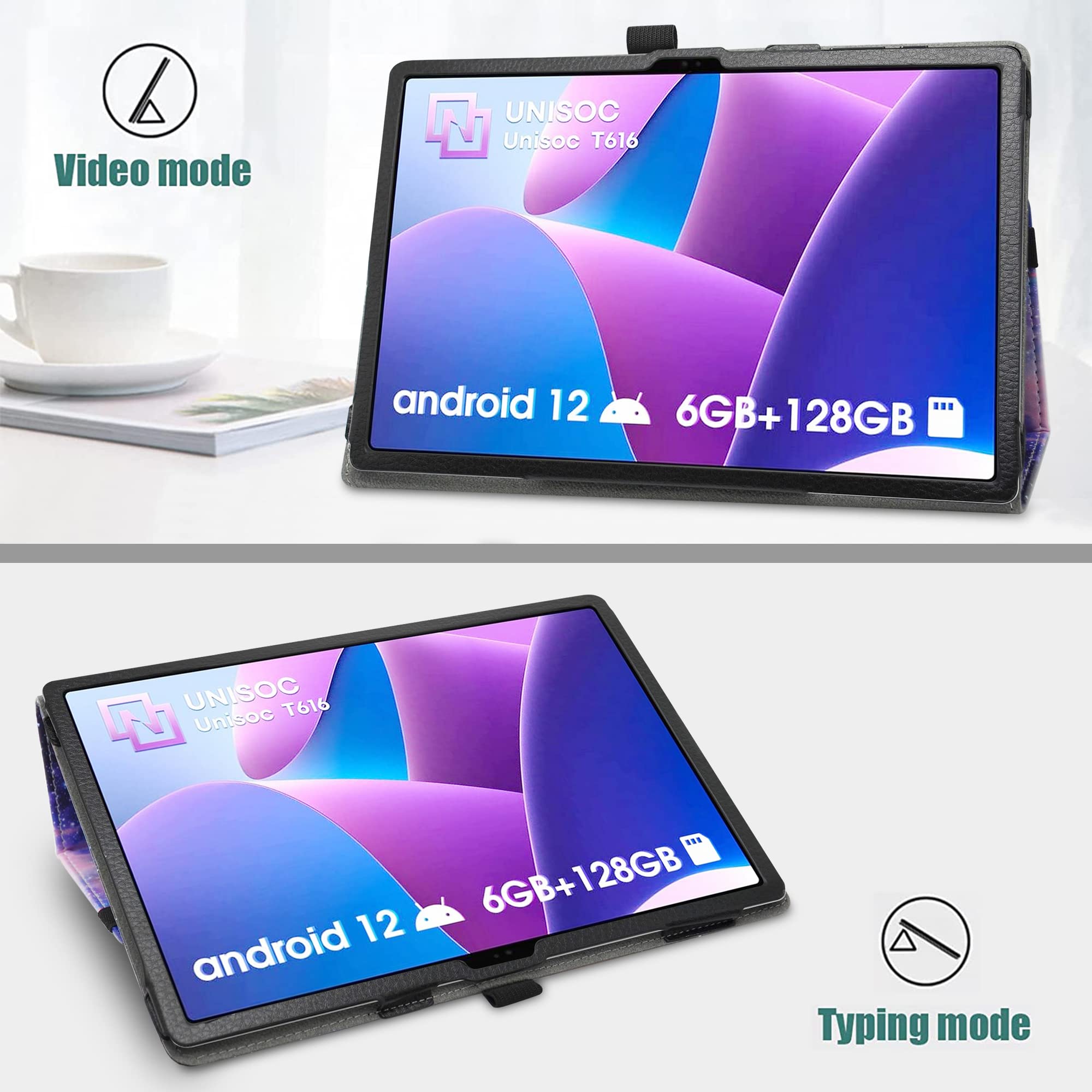 Husa tableta MAMA MOUTH compatibila Chuwi HiPad XPro 10.51 inch, model galaxie, culoare negru