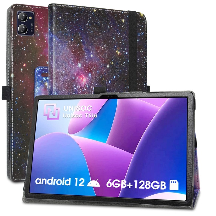 Husa tableta MAMA MOUTH compatibila Chuwi HiPad XPro 10.51 inch, model galaxie, culoare negru