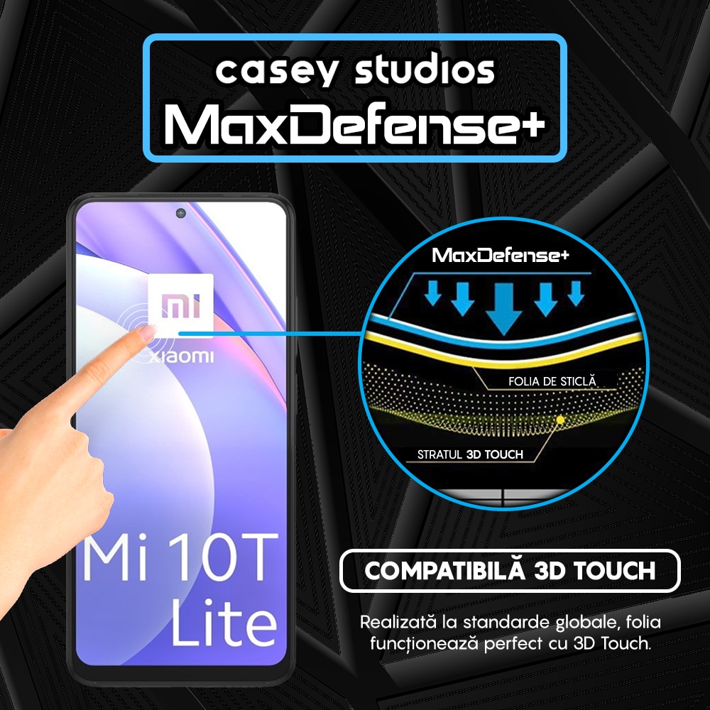 Folie Sticla CASEY STUDIOS™ compatibila cu Xiaomi Mi 10T 5G / Mi 10T Lite 5G / Mi 10T Pro 5G / Poco X3 / Poco X3 NFC / Poco X3 Pro / Poco X3 Pro, Full Cover 3D, Full Glue, Duritate Militara, Ultra HD, Anti Socuri, Anti Zgarieturi, Margini Negre
