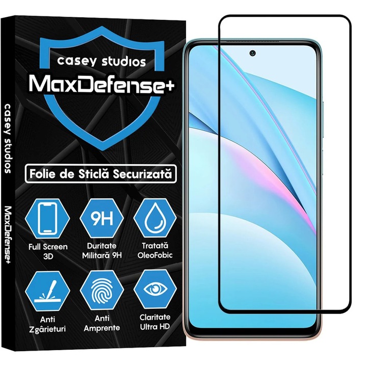 CASEY STUDIOS™ üvegfólia kompatibilis Xiaomi Mi 10T 5G / Mi 10T Lite 5G / Mi 10T Pro 5G / Poco X3 / Poco X3 NFC / Poco X3 Pro / Poco X3 Pro, Full Cover 3D, Full Glue, Katonai keménység, Ultra HD, Ütésálló, Karcálló, Fekete élek