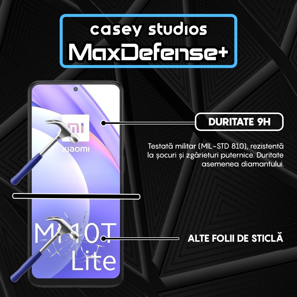 Folie Sticla CASEY STUDIOS™ compatibila cu Xiaomi Mi 10T 5G / Mi 10T Lite 5G / Mi 10T Pro 5G / Poco X3 / Poco X3 NFC / Poco X3 Pro / Poco X3 Pro, Full Cover 3D, Full Glue, Duritate Militara, Ultra HD, Anti Socuri, Anti Zgarieturi, Margini Negre