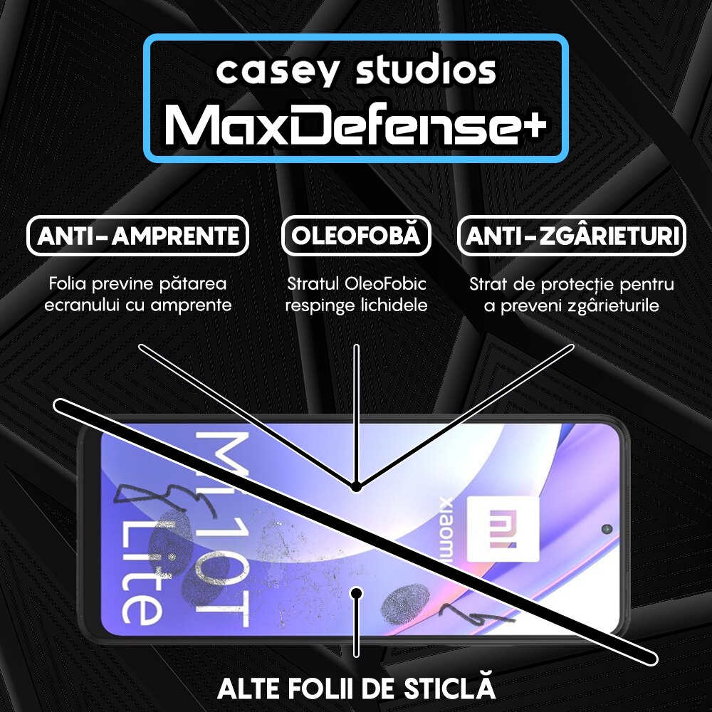 Folie Sticla CASEY STUDIOS™ compatibila cu Xiaomi Mi 10T 5G / Mi 10T Lite 5G / Mi 10T Pro 5G / Poco X3 / Poco X3 NFC / Poco X3 Pro / Poco X3 Pro, Full Cover 3D, Full Glue, Duritate Militara, Ultra HD, Anti Socuri, Anti Zgarieturi, Margini Negre