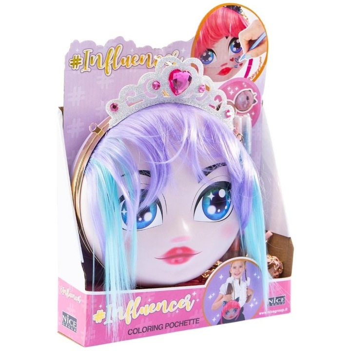 Válltáska, Nice Group, festhető kislány, 4 marker, lila