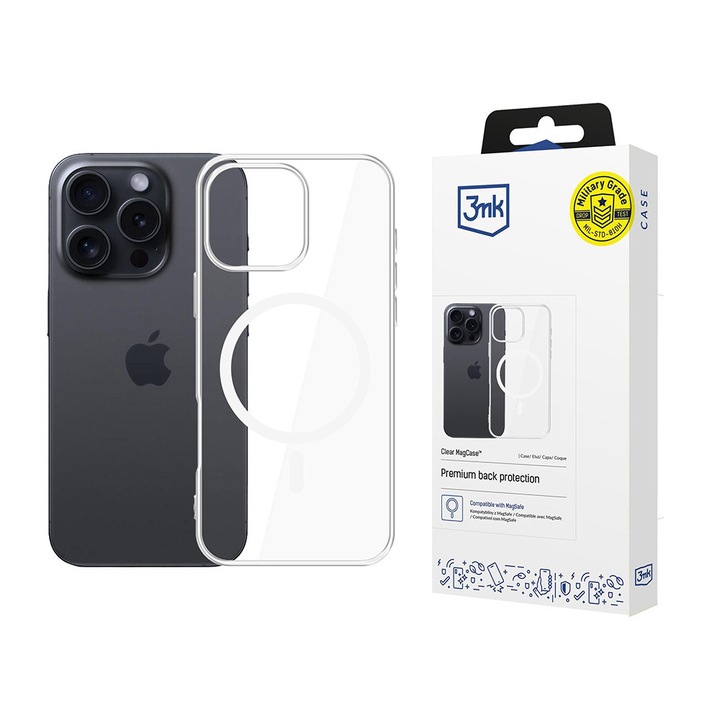 Husa pentru iPhone 16 Pro, Clear Case MagCase, J44, Poliuretan, Transparent