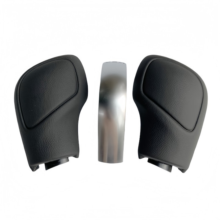 Teljes automata DSG váltókar, SPARKZA, Volkswagen Golf, Passat, Jetta, Tiguan, Arteon, Polo, Touareg modellekhez, fekete bőr, ezüst
