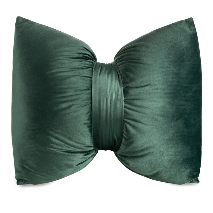 Perna decorativă, Eurofirany, 45x55cm verde închis, catifea moale, formă de arc