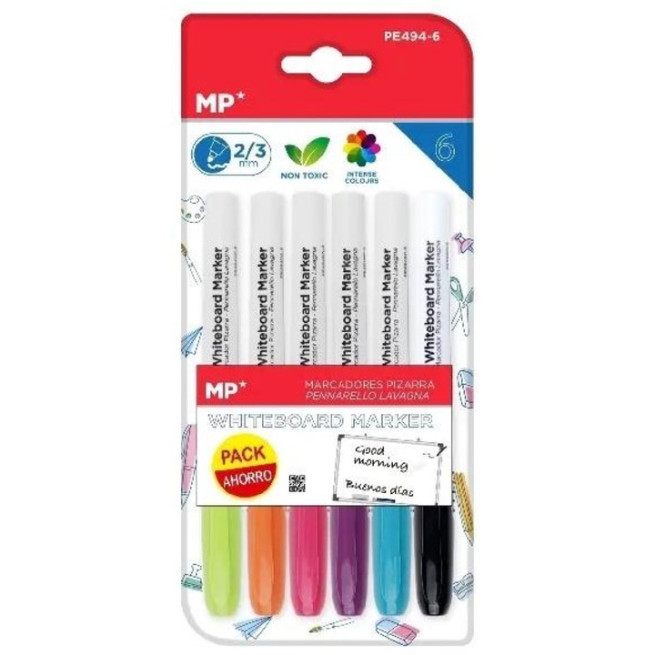 Táblamarker készlet, MP, 6 szín, 2.0/3.0mm