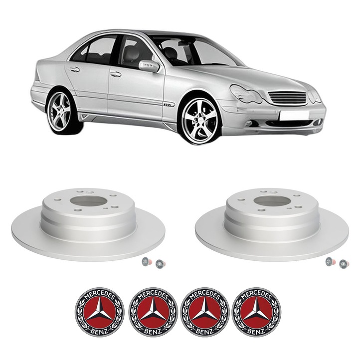 Set 2 discuri frana Spate MERCEDES-BENZ C-CLASS (W203) din 2005-2007, KW 200 CP 272 CMC 3498, Auto, Bosch, 4 Stickere auto cu MERCEDES-BENZ