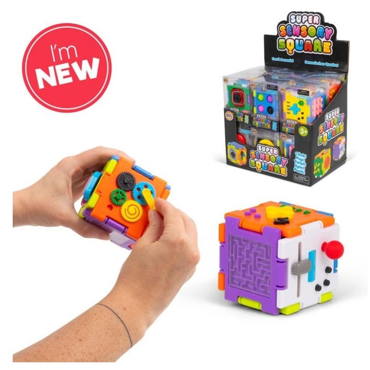 Szenzoros kocka One for Fun, többszínű, 6 tevékenység, 10x10cm