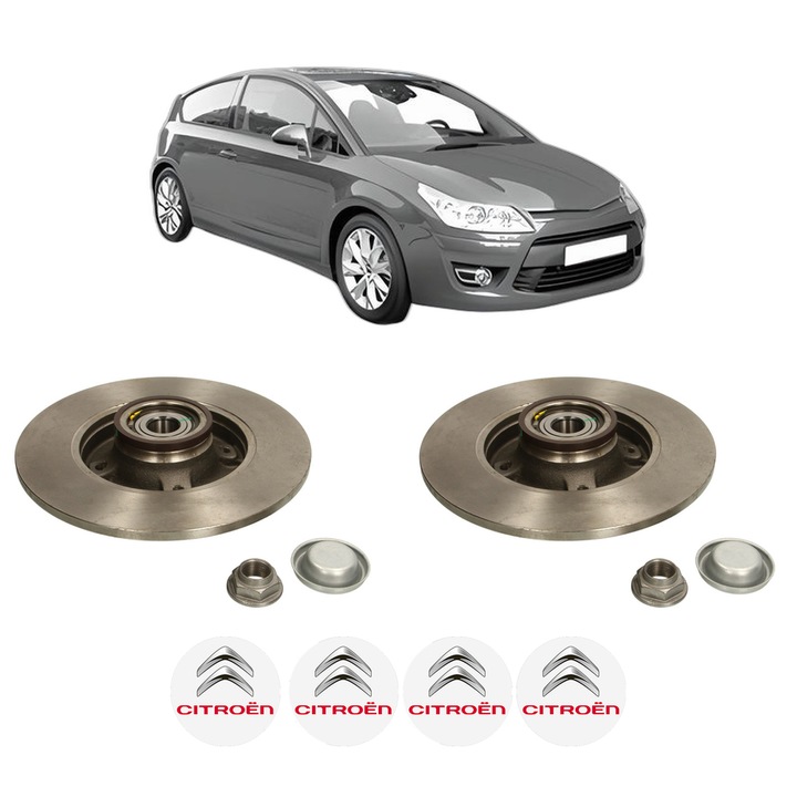 Set 2 discuri frana Spate CITROEN C4 Coupe (LA_) din 2008-2011, KW 88 CP 120 CMC 1598, Auto, Bosch, 4 Stickere auto cu CITROEN