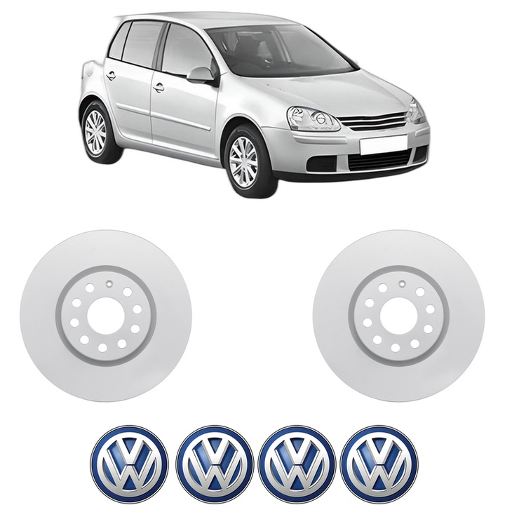 Set 2 discuri frana Fata Volkswagen GOLF V (1K1) din 2003-2006, KW 55 CP 75 CMC 1390, Auto, Bosch, 4 Stickere auto cu Volkswagen