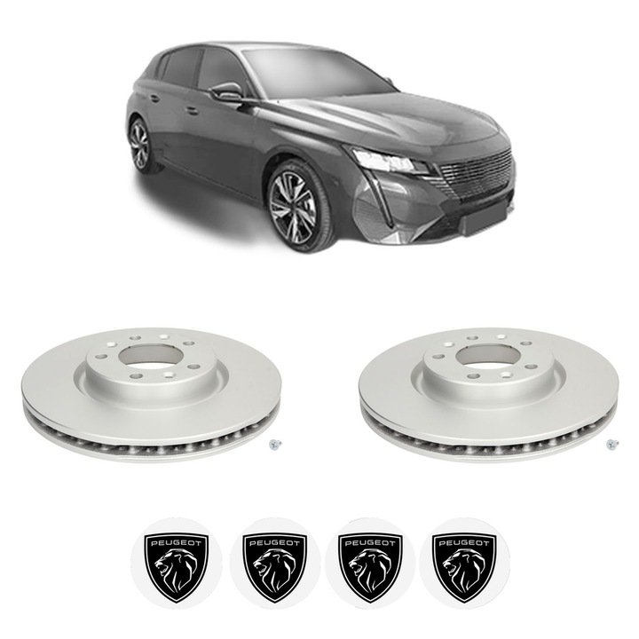 Set 2 discuri frana Fata PEUGEOT 308 III (FB_, FH_, FP_, F3_, FM_) din 2025, KW 143 CP 194 CMC 1598, Auto, Bosch, 4 Stickere auto cu PEUGEOT