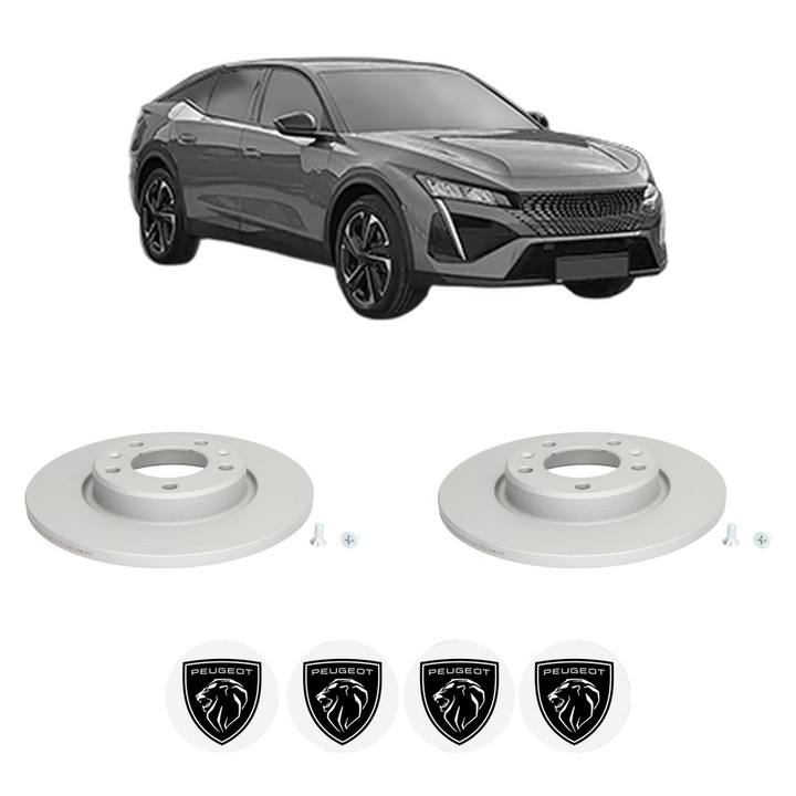 Set 2 discuri frana Spate PEUGEOT 408 II (FP_, F3_, FM_) din 2023, KW 158 CP 215 CMC 1598, Auto, Bosch, 4 Stickere auto cu PEUGEOT