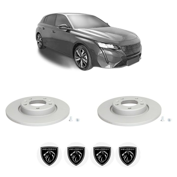 Set 2 discuri frana Spate PEUGEOT 308 III (FB_, FH_, FP_, F3_, FM_) din 2021, KW 96 CP 131 CMC 1499, Auto, Bosch, 4 Stickere auto cu PEUGEOT
