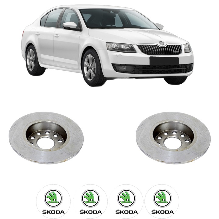 Set 2 discuri frana Spate SKODA OCTAVIA III (5E3, NL3, NR3) din 2012-2017, KW 103 CP 140 CMC 1395, Auto, Bosch, 4 Stickere auto cu SKODA