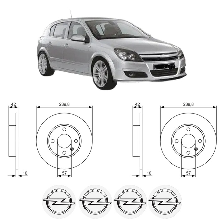 Set 2 discuri frana Spate OPEL ASTRA H (A04) din 2004-2010, KW 88 CP 120 CMC 1910, Auto, Bosch, 4 Stickere auto cu OPEL