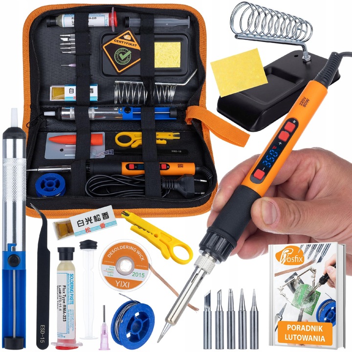 Set de lipit 80W LCD Rosfix, 6 grote, accesorii, organizator