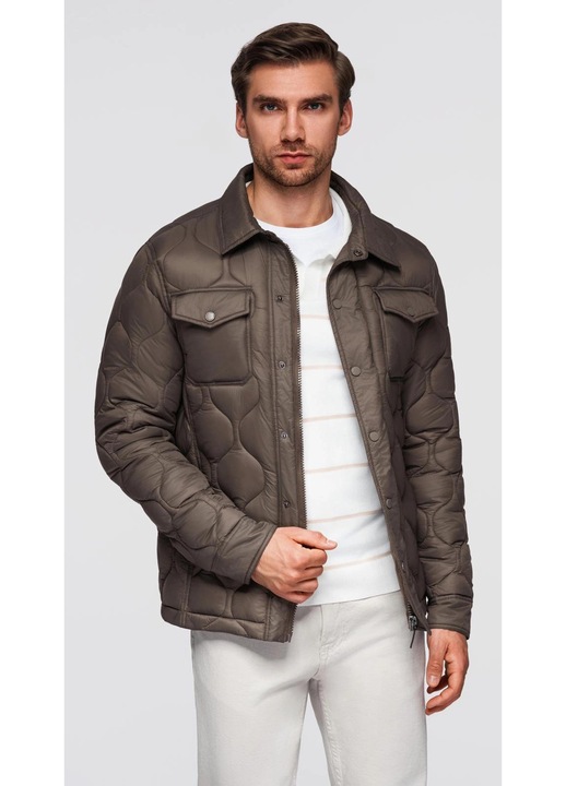 OMBRE, Капитонирано яке с джобове, Кафяв