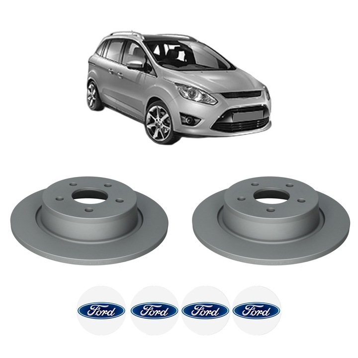Set 2 discuri frana Spate FORD C-MAX II (DXA/CB7, DXA/CEU) din 2015-2019, KW 88 CP 120 CMC 1499, Auto, Bosch, 4 Stickere auto cu FORD
