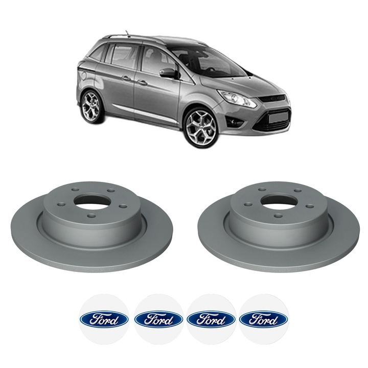 Set 2 discuri frana Spate FORD GRAND C-MAX (DXA/CB7, DXA/CEU) din 2015-2019, KW 88 CP 120 CMC 1499, Auto, Bosch, 4 Stickere auto cu FORD