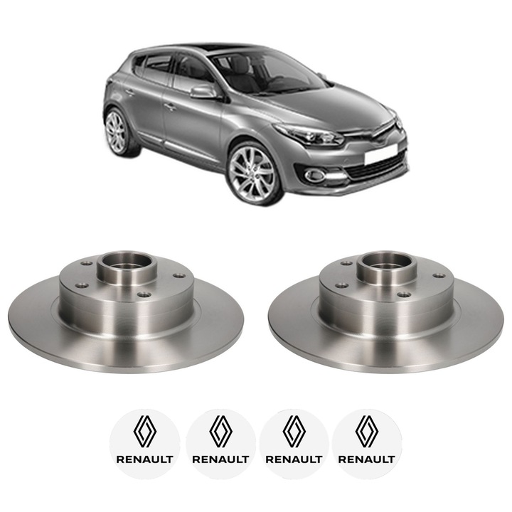 Set 2 discuri frana Spate RENAULT MEGANE III Hatchback (BZ0/1_, B3_) din 2009-2015, KW 81 CP 110 CMC 1461, Auto, Bosch, 4 Stickere auto cu RENAULT