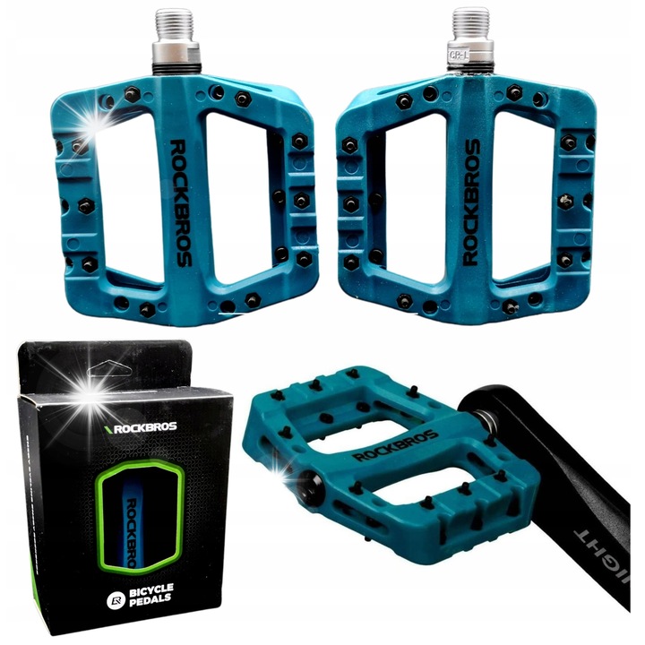 Педали платформа Rockbros 2017-12CBB, ултралеки, издръжливи, сини, 10x10x2см, комплект с 3 резервни пина