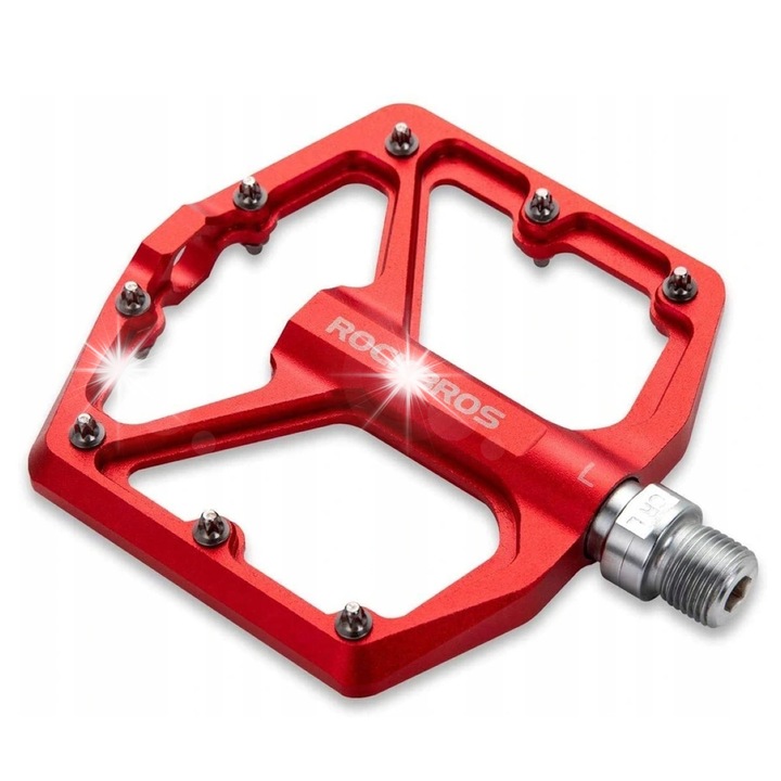 Педали за велосипед Rockbros, алуминиеви, 140x110x55мм, 8 противоплъзгащи пина, червени, комплект 2 броя