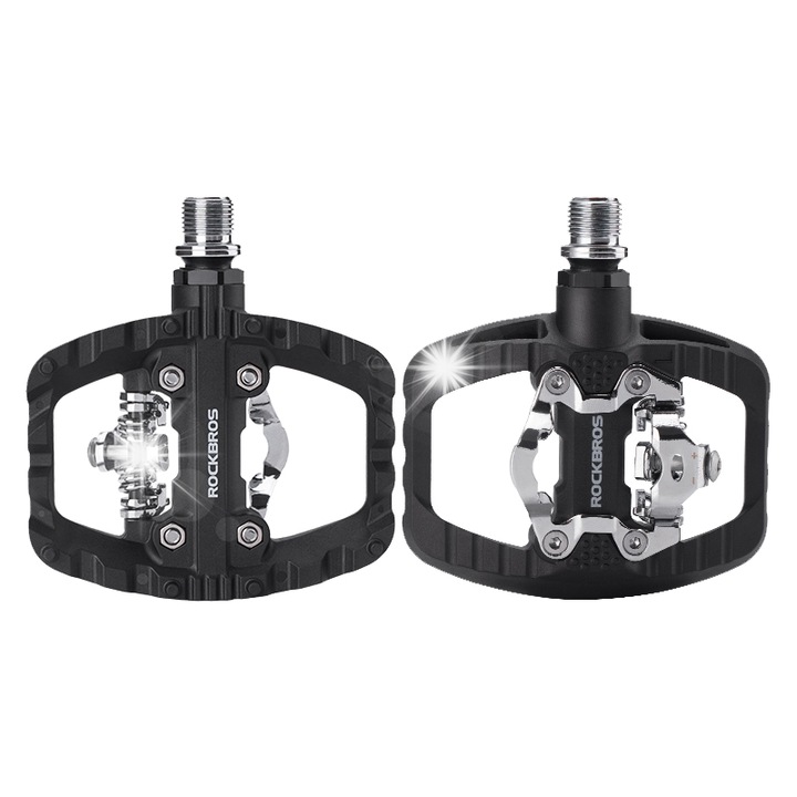 Педали за велосипед, алуминиеви, 2в1, черни, стандартни 9/16 инча