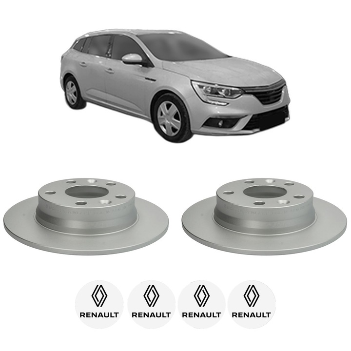 Set 2 discuri frana Spate RENAULT MEGANE IV Grandtour (K9A/M/N_) din 2018, KW 75 CP 102 CMC 1332, Auto, Bosch, 4 Stickere auto cu RENAULT