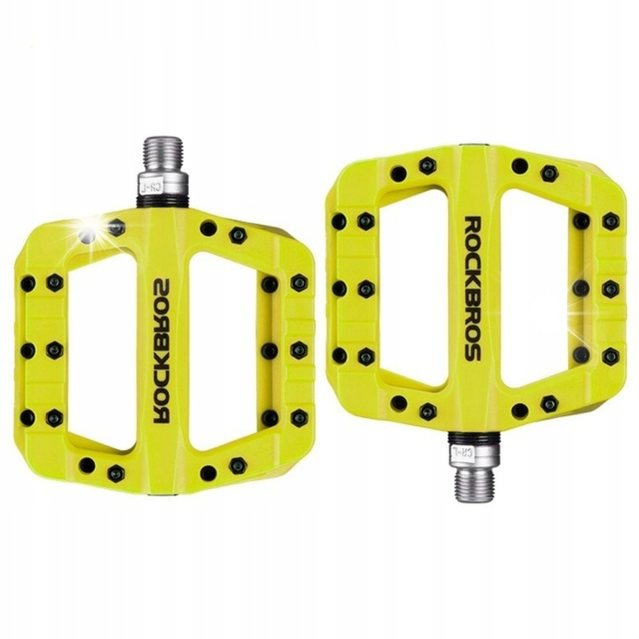 Педали за велосипед Rockbros, универсални, противоплъзгащи, жълти, лесен монтаж