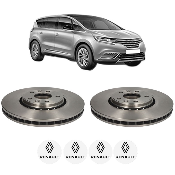 Set 2 discuri frana Fata RENAULT ESPACE V (JR_) din 2016-2023, KW 165 CP 225 CMC 1798, Auto, Bosch, 4 Stickere auto cu RENAULT