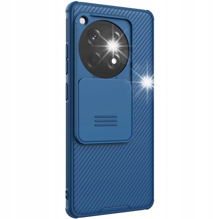 Husa telefon Nillkin Camshield Pro, compatibil cu OnePlus 12R, poliuretan termoplastic/policarbonat, albastru, 2mm, protectie camera integrata