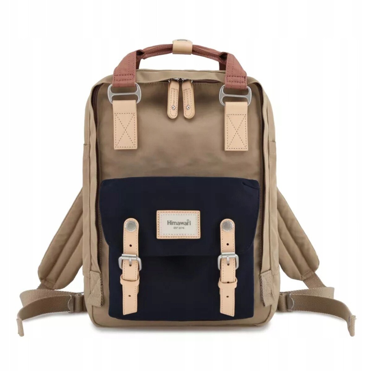 Rucsac laptop Himawari, 14,1 inch, waterproof, 39x28x15cm, brown-blue, set cu 1 rucsac