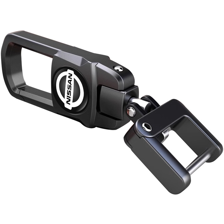 Fém autós kulcstartó, Nissan, prémium dizájn, alumínium, fekete