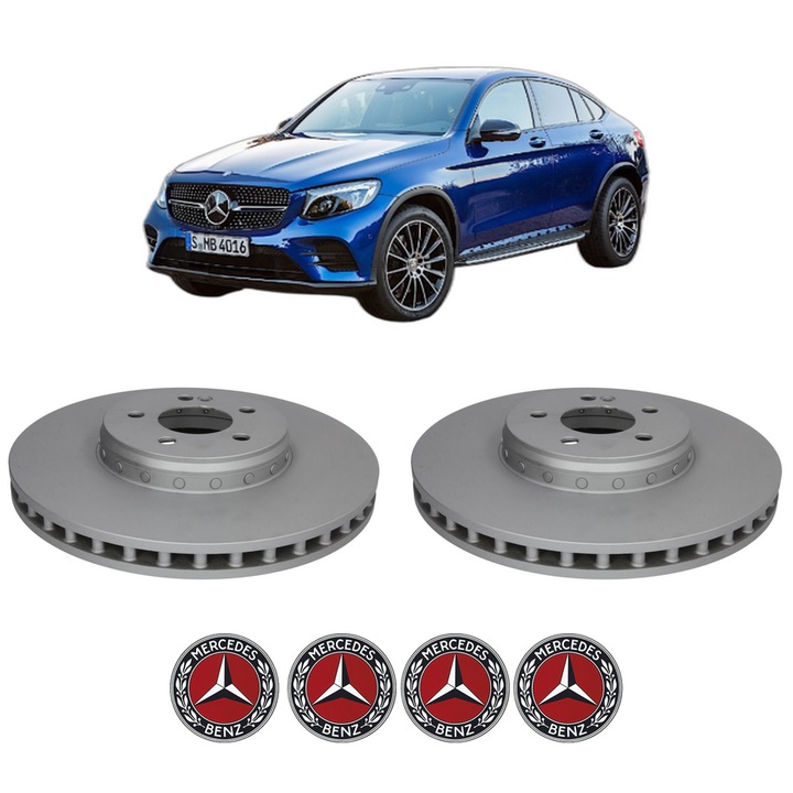 Set 2 discuri frana Fata MERCEDES-BENZ GLC Coupe (C253) din 2020-2023, KW 225 CP 306 CMC 1950, Auto, Bosch, 4 Stickere auto cu MERCEDES-BENZ