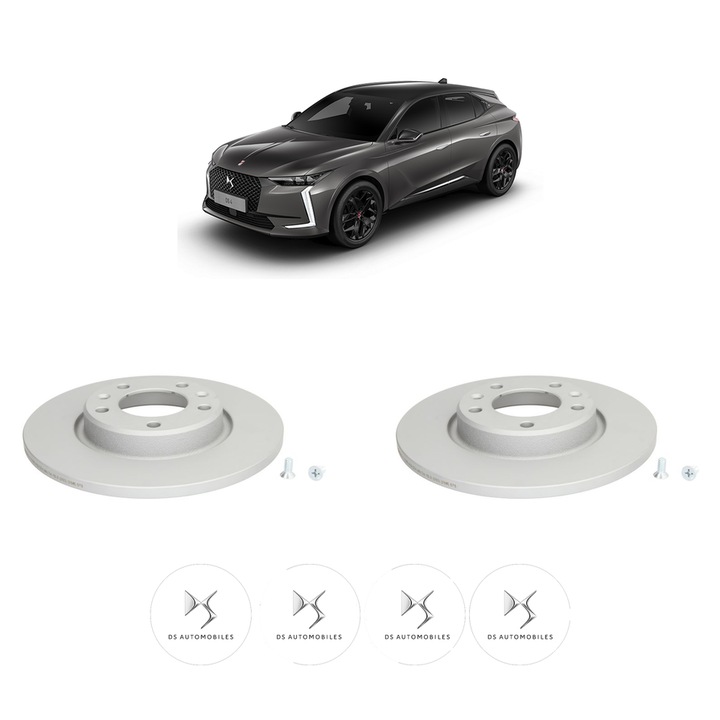 Set 2 discuri frana Spate DS DS 4 II (FR_, FB_, F3_, FP_) din 2024-2025, KW 100 CP 136 CMC 1199, Auto, Bosch, 4 Stickere auto cu DS