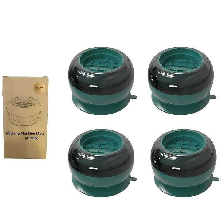 Set de 4, picioare, perna antivibratii, Omelivon@, suport antizgomot si antiderapant pentru masina de spalat, uscator, frigider, mobila, verde
